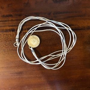 Unique Handmade Leather wrap gold coin bracelet